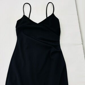 Classic Black Cocktail Dress by Windsor Spaghetti Straps Gathered Waist